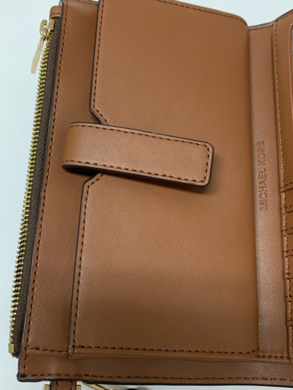 MICHAEL KORS Jet Set Double Zip Wristlet Wallet Brown Monogram Signature Print - Picture 8 of 16